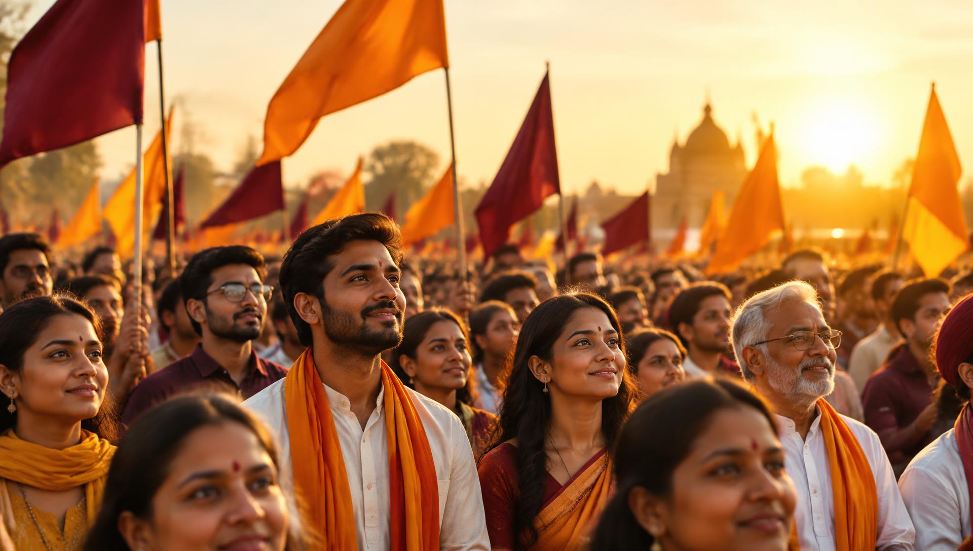 Citizens gathered at a Bharathiya Maha Sena rally